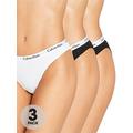 Calvin Klein Pack of 3 Logo Waistband Briefs - Black/White, Black/White, Size Xs, Women