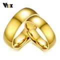 Vnox – bagues de mariage pour hommes et femmes 6mm couleur or en acier inoxydable simples