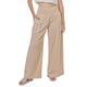 Lofbaz Damen Sommer Fließend Baumwolle Leinen Palazzo Weite Hosen Strand Hohe Taille Hose Boho Lange Loungehose mit Taschen Khaki L