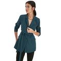 TRENDYOL Damen Trendyol Damen Übergröße Regular Wickelschnitt Plain Webstoff Blazer Coat, Smaragdgrün, 36 EU