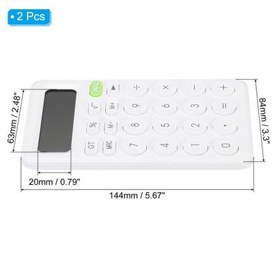 Desk Basic Cute Calculator 2pcs Calculators Battery Powered 12 Digit White