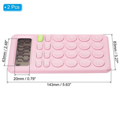 Desk Basic Cute Calculator 2pcs Battery Powered with 8 Digit Style 1, Pink