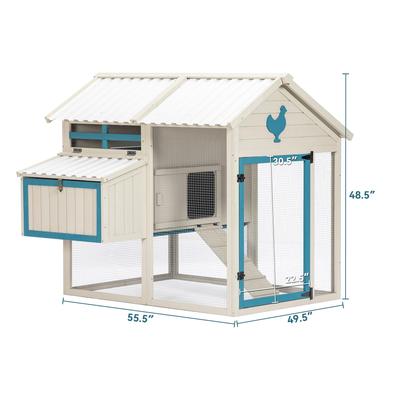 Wooden Outdoor Chicken Coop with Waterproof PVC Roof, Large Outdoor Chicken House