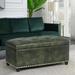 Adeco Rectangular Storage Ottoman Tufted Faux-Leather Bench Lifted Top