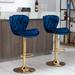 Modern Bar Stools with Chrome Footrest & Base Swivel Height Adjustable Mechanical Lifting Velvet, Golden Leg, Set of 2