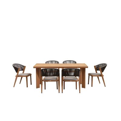 PURPLE LEAF Outdoor Dining Set Teak Aluminum Patio Furniture Set Dining Table And Wicker Chairs