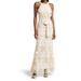 Floral 3d Embroidered Halter Neck Gown - Natural - Eliza J Dresses