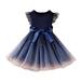 Girls Dresses Summer Kids Toddler Children Baby Bowknot Ruffle Short Sleeve Tulle Birthday Patchwork Party Princess Outfits Clothes Formal Dress