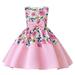 Funicet Baby Girls Summer Strapless Dresses Printed with Bowknot Pleated Casual Swing Dresses