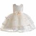 Savings Clearance 2024! Funicet Baby Girls Summer Dresses O-Neck Sleeveless Embroidery Mesh Double Layers Gauze Dresses Princess Dresses with Bowknot