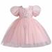 Savings Clearance 2024! Funicet Toddler Girls Summer Dresses Sleeveless Round Collar Printed Dresses Embroidery Mesh Gauze Dresses Princess Dresses