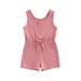 Toddler Baby Girl Summer Clothes Ribbed Sleeveless Button Down Tank Top Short Jumpsuit Rompers One Piece Outfit