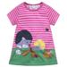 Rovga Fashion Dresses For Girls Baby Kids Cotton Short Sleeve Casual Dress Cartoon Appliques Striped Princess Dresses