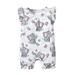 Kucnuzki Infant Baby Girl Clothes 18 Months Summer Bodysuit 24 Months Short Sleeve Little Elephant Prints Rompers Bodysuit White