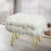 Home Soft Things Ottoman - Faux Fur Pouf Stool - Coconut Milk - 27x20x20