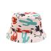 Toddler Sun Hat Outdoor Cartoon Prints Double Sided Fisherman Cap Protection Hats Beige