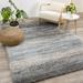 Miley Collection - Grey/Blue Distressed Stripes Rug Rectangle: 6 7 x 9 6 6 x 9