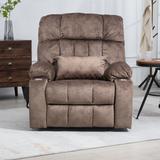 Latitude Run® Dual Motor Big Man Recliner Chair Lay Flat in 73.22" Length for Big & Tall, Extra Wide Power Lift Chair Velvet in Brown | Wayfair