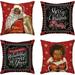 Rose Pillows Decorative Throw Pillows 4 Pack Christmas Throw Pillow Covers 18 x18 Christmas Decor Scenery Throw Pillow Covers For Christmas Sofa Couch Home Decoration Set Of Flannel Size Pillowcase