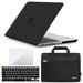 IBENZER Hard Shell Case for MacBook Pro 13 Inch 2015-2012 A1502 A1425 Hard Shell Case with Bag & Keyboard Cover & Screen Protector for Old Version Mac Pro Retina 13 Black W-R13-BK+3SP