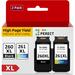 PG-260XL/CL-261XL Ink Cartridges for Canon PG-260XL/CL-261XL Value Pack for TS6420 TR7020 TS5320 Printers (1 Black 1 Tri-Color)