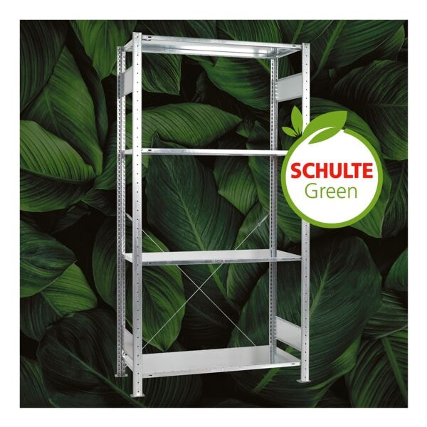 SCHULTE Lagertechnik Fachbodenregal »MULTIplus150 Green« 106 / 53,6 / 200 cm 4 Böden Grundregal verzi grün, 106x200x53.6 cm