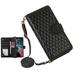 K-Lion for Samsung Galaxy A12 5G Wallet Case with 9 Card Slots Durable PU Leather Magnetic Flip Lanyard Strap Wristlet Zipper Pocket Wallet Phone Case Black