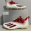 Adidas Shoes | Adidas Adizero 11.0 “White Solar Red” Men’s Size 11.5 Yellowed Football Cleats | Color: Red/White | Size: 11.5