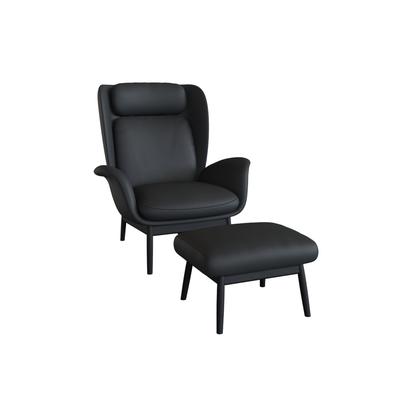 Ohrensessel FLEXLUX "Padova Scandic Design Sessel, erstklassiger Sitz- und Wohlfühlkomfort", schwarz (deep schwarz), B:92cm H:99cm T:103cm, 100% Echteder, Sessel, Stil & Komfort, organische Form, Ledenstütze integriert, Fuß schwarz Image