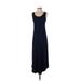 Style&Co Casual Dress - Midi Scoop Neck Sleeveless: Blue Print Dresses - Women's Size P Petite