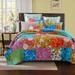 Tache Home Fashion Flower Power Party 3 Piece Quilt Set Cotton in Green/Blue/Yellow | Queen | Wayfair Floralpatchwork-Queen