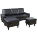 Black Sectional - Red Barrel Studio® Ousseini 3 - Piece Faux Leather Sectional w/ A Ottoman Faux Leather | 35.5 H x 75 W x 59 D in | Wayfair