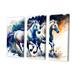 Union Rustic Dorell Herd Of Horses Running V - 3 Piece Print on Canvas Metal in Blue/Brown/White | 32 H x 48 W x 1 D in | Wayfair