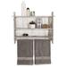 Gracie Oaks 3 Piece Triangle Pine Solid Wood Tiered Shelf w/ Towel Bar Wood in Brown/Green/White | 18.4 H x 23.75 W x 7.2 D in | Wayfair