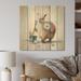 Indigo Safari Egremt Llama Cleaning w/ Flowers - Unframed Print on Wood in Blue/Brown | 16 H x 16 W x 1 D in | Wayfair