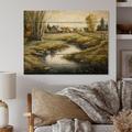 August Grove® Faycelles Small River To The Barn - Farmhouse Wood Wall Art - Natural Pine Wood in Brown/Gray/Green | 12 H x 20 W x 1 D in | Wayfair