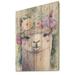 Indigo Safari Flower Alpaca Watercolour II Flower Alpaca WaterColor II - Unframed Print on Wood in Brown/Green/Indigo | 20 H x 12 W x 1 D in | Wayfair