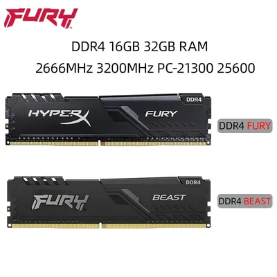 Mémoire RAM DDR4 16 Go 32 Go 2666MHz 3200MHz Mémoire DIMM 288Pin 1.2V DDR4 RAM HyperX FURY PC4-25600
