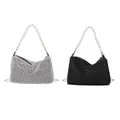 Exquisite Underarm Bag Gentle Style Shoulder Bag Pearl Chain Handbag Rhinestone Crossbody Bag for