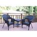 Set of 3 Espresso Resin Wicker Clark Single Chair without Cushion and End Tsble