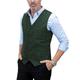 Solove-Suit Herren Casual Freizeit AnzugWeste Plaid Tweed Slim Fit Weste for Hochzeits-Trauzeugen(Dark Green,M)