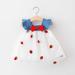 Herrnalise Toddler Baby Girl Summer Dress Short Puff Ruffle Sleeve Mesh Square Neck A Line Floral Print Pullover Beach Dress One Piece Outfits Pleated Short Dressesï¼ˆ6M-3Yï¼‰White