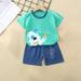 2Pcs Baby Girls Outfit Clearance Toddler Kids Baby Boys Girls Fashion Cute Short Sleeve Puppy Print Casual Suit