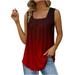 WQJNWEQ Womens Tops Summer Loose Fit Solid Color Square-Neck Comfortable Loose T-Shirt Sleeveless Blouse Casual Gifts for Women