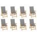 Tomshoo Reclining Patio Chairs with Cushions 8 pcs Solid Teak Wood