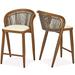 2 Pcs Counter Height Bar Stool Modern Patio Bar Chair with Backrest and Arm