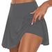 Sksloeg Workout Shorts for Women Gym Tennis Skirt Upf50+ Sports Golf Skort Kids Athletic Running Casual School Workout Shorts Gray 4XL