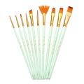 Bluethy 10Pcs Paint Brushes Long Handle Nylon Bristle Strong Absorbency Smooth Painting Ultralight 3 Colors Watercolor Round Pointed Tip Paint Brushes Kit for Beginner