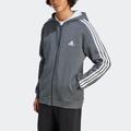 Kapuzensweatjacke ADIDAS SPORTSWEAR "ESSENTIALS 3STREIFEN KAPUZENJACKE" Gr. L, grau (dark grey heather) Herren Sweatjacken Hoodies