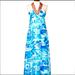 Lilly Pulitzer Dresses | Lilly Pulitzer Claudie Silk Maxi Dress In Aquamarine Catch Of The Day To | Color: Blue/White | Size: 4